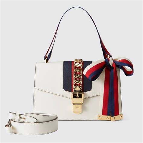 small sylvie leather shoulder bag gucci strap|gucci sylvie top handle bag.